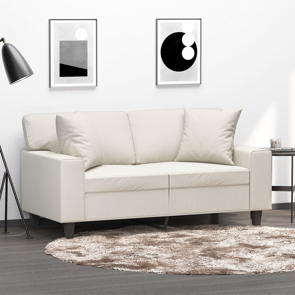 vidaXL Coussins décoratifs lot de 2 Crème 40x40 cm Similicuir
