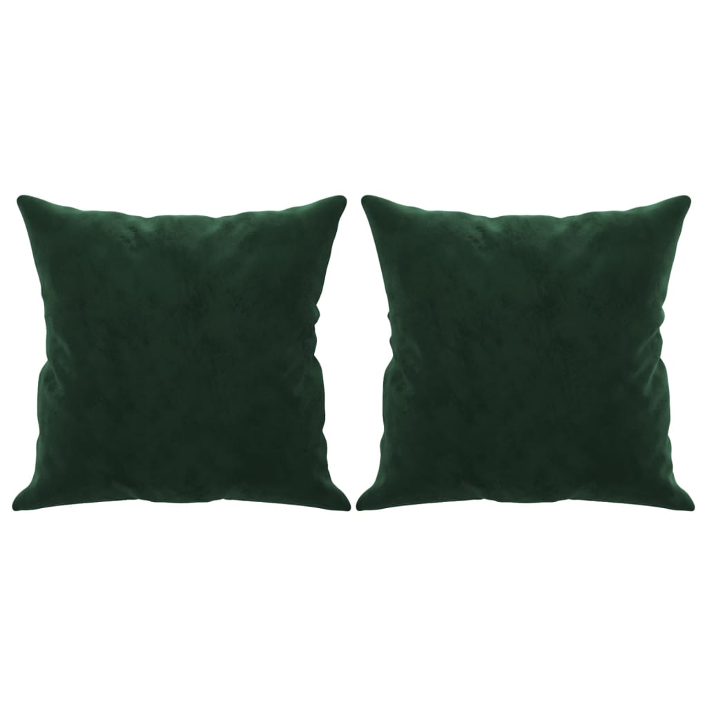 vidaXL Coussins décoratifs 2 pcs Vert foncé 40x40 cm Velours