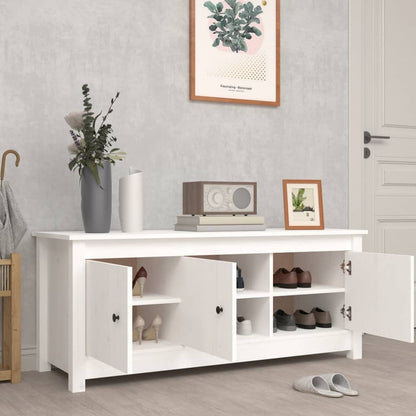 vidaXL Armoire à chaussures Blanc 110x38x45,5 cm Bois de pin massif