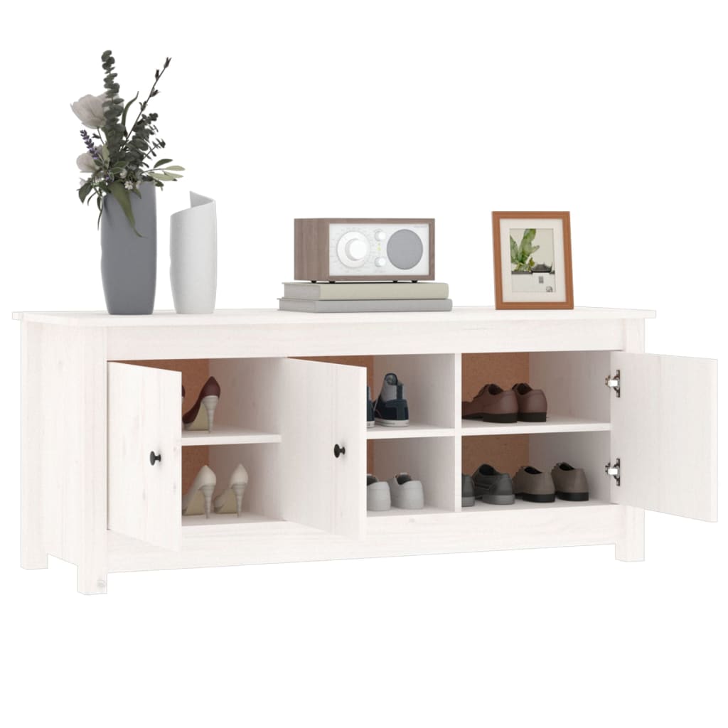 vidaXL Armoire à chaussures Blanc 110x38x45,5 cm Bois de pin massif