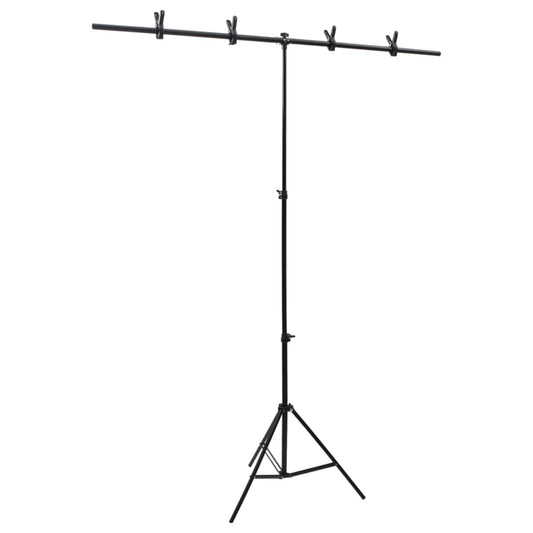 vidaXL Support de fond en forme de T Noir 151x60x(70-200) cm