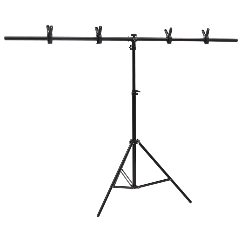 vidaXL Support de fond en forme de T Noir 151x60x(70-200) cm