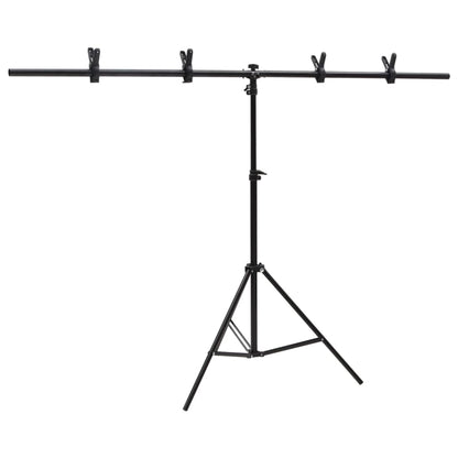 vidaXL Support de fond en forme de T Noir 151x60x(70-200) cm
