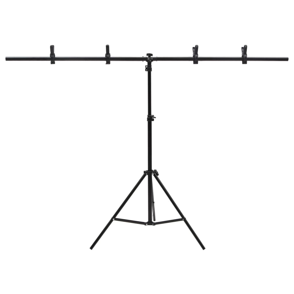 vidaXL Support de fond en forme de T Noir 151x60x(70-200) cm