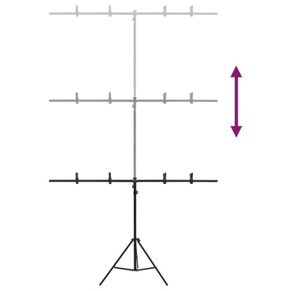 vidaXL Support de fond en forme de T Noir 151x60x(70-200) cm