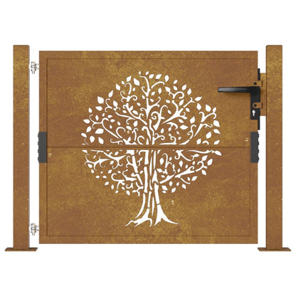 vidaXL Portail de jardin 105x80 cm acier corten conception de l'arbre