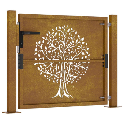 vidaXL Portail de jardin 105x80 cm acier corten conception de l'arbre