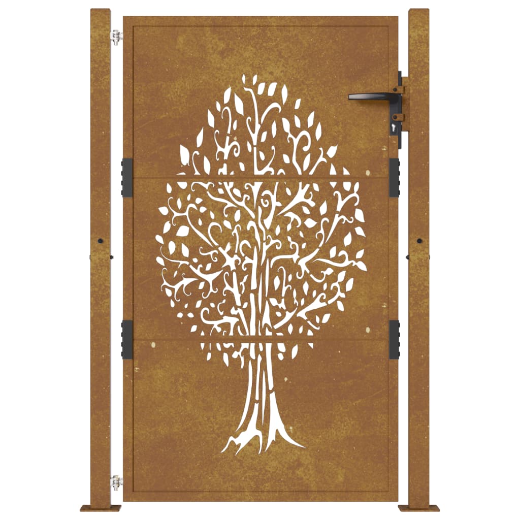 vidaXL Portail de jardin 105x130 cm acier corten conception de l'arbre