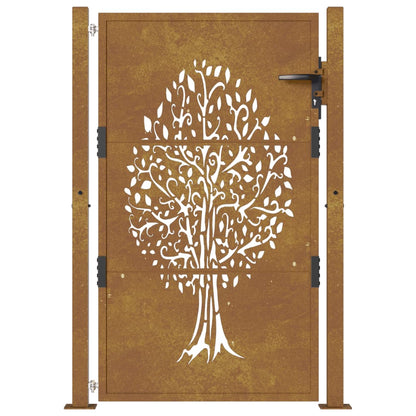 vidaXL Portail de jardin 105x130 cm acier corten conception de l'arbre