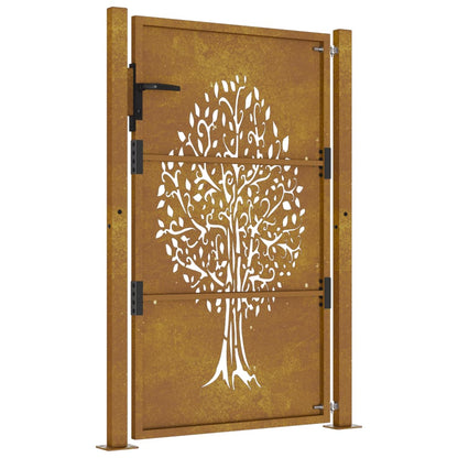 vidaXL Portail de jardin 105x130 cm acier corten conception de l'arbre