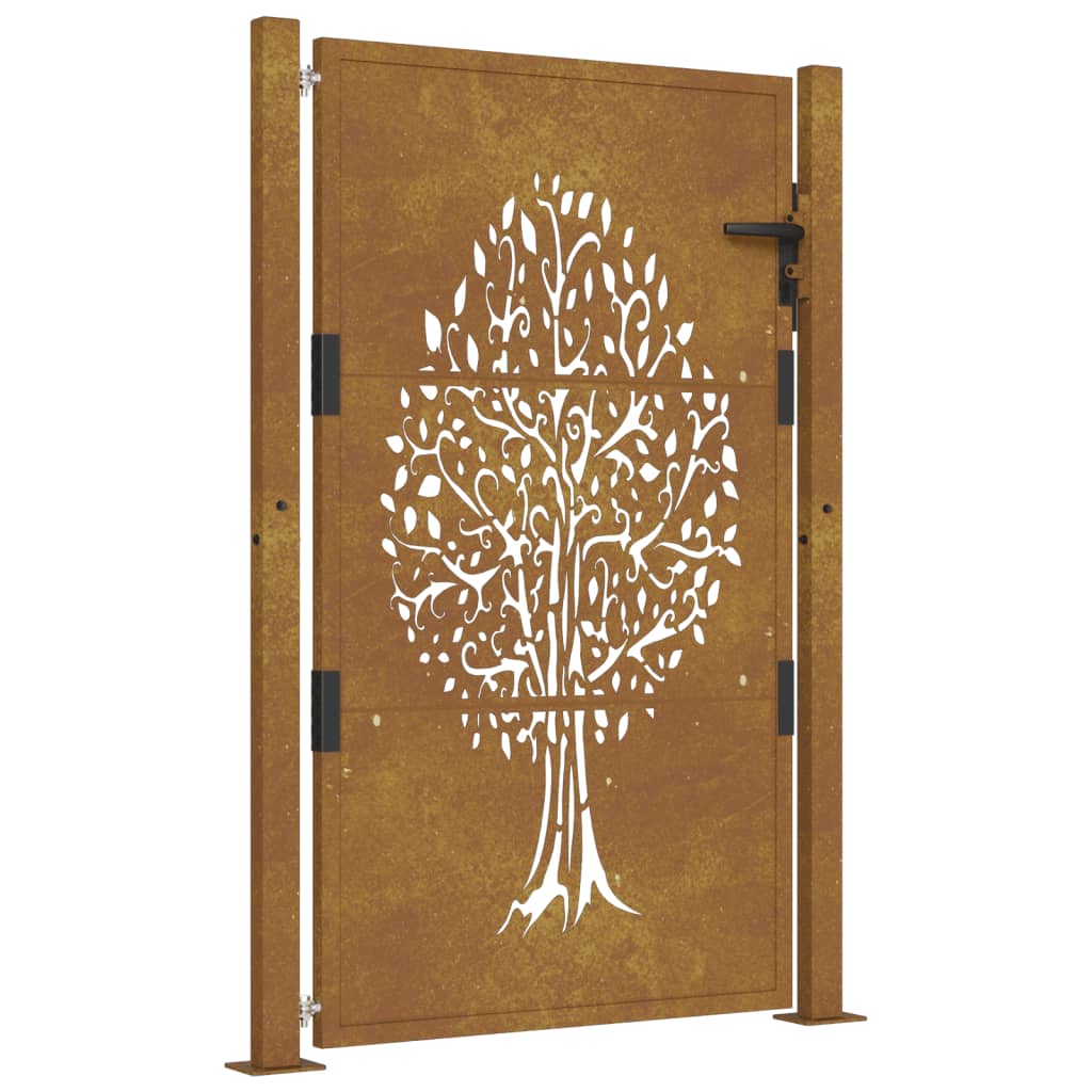 vidaXL Portail de jardin 105x155 cm acier corten conception de l'arbre
