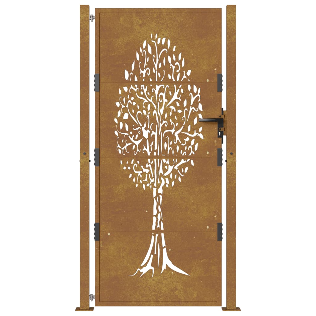 vidaXL Portail de jardin 105x180 cm acier corten conception de l'arbre
