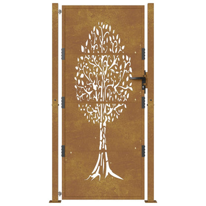 vidaXL Portail de jardin 105x180 cm acier corten conception de l'arbre