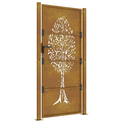 vidaXL Portail de jardin 105x180 cm acier corten conception de l'arbre
