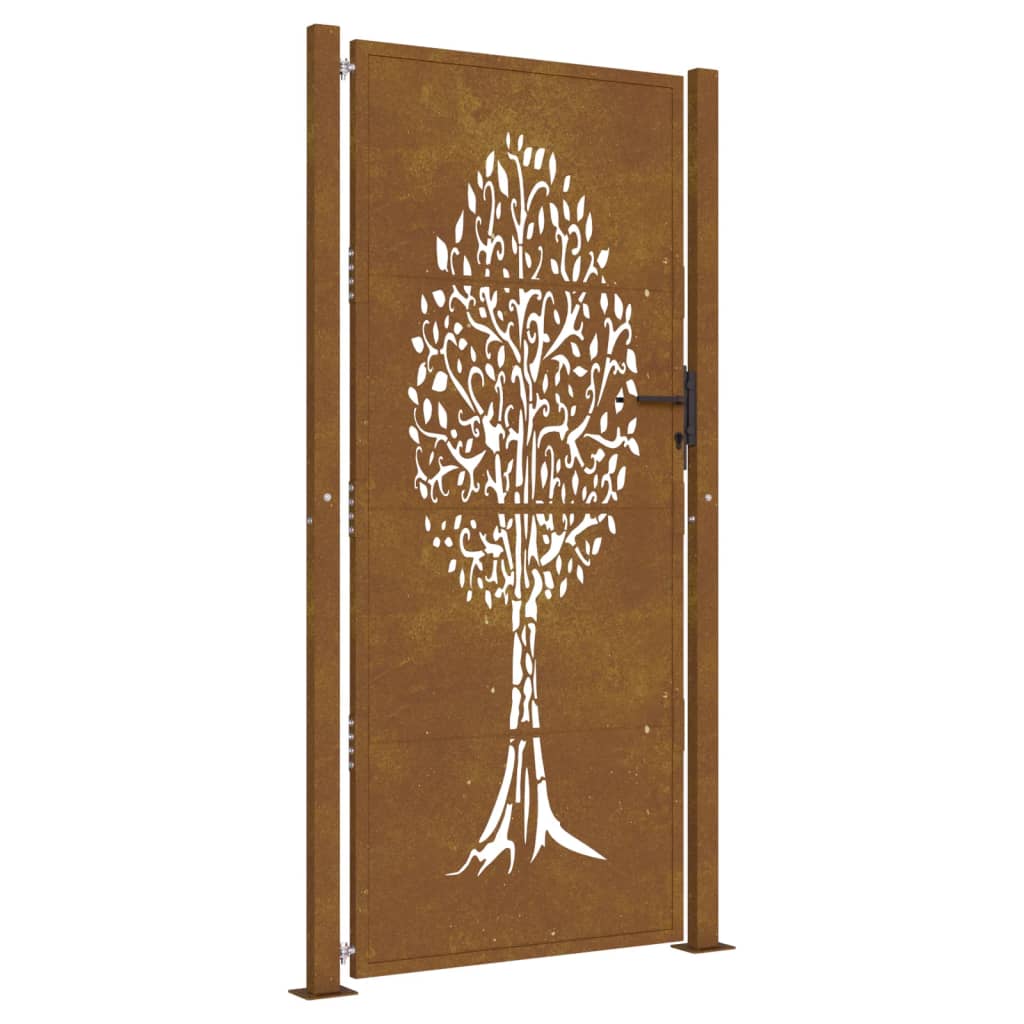 vidaXL Portail de jardin 105x205 cm acier corten conception de l'arbre