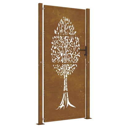 vidaXL Portail de jardin 105x205 cm acier corten conception de l'arbre