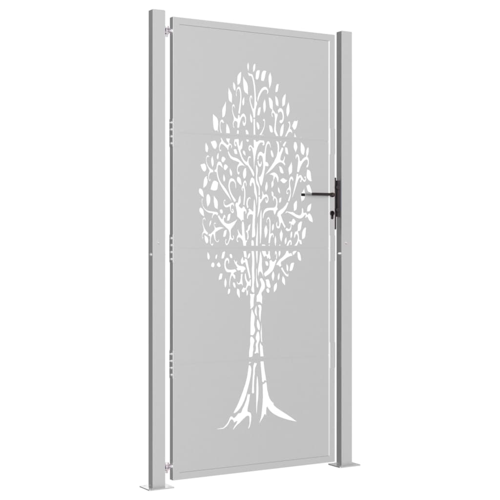 vidaXL Portail de jardin 105x205 cm acier corten conception de l'arbre