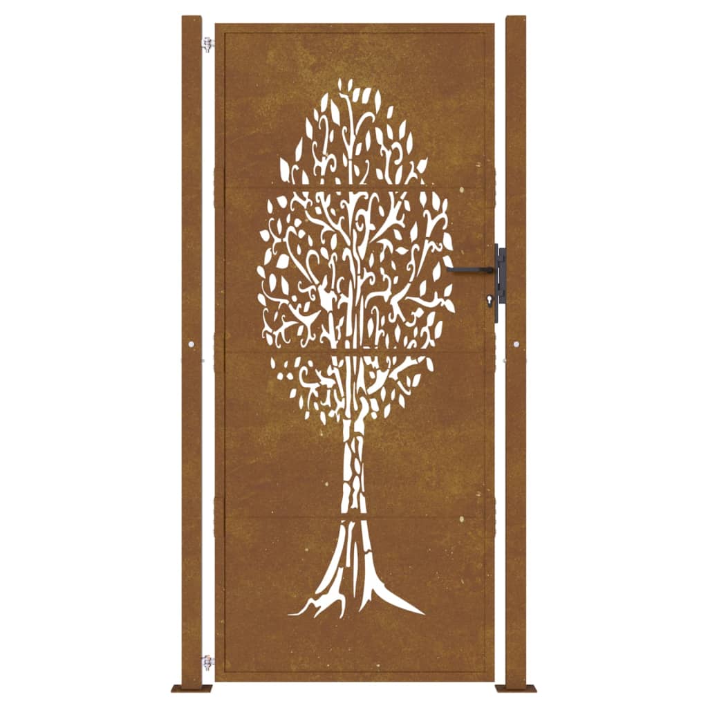 vidaXL Portail de jardin 105x205 cm acier corten conception de l'arbre