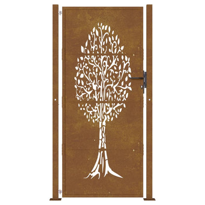vidaXL Portail de jardin 105x205 cm acier corten conception de l'arbre