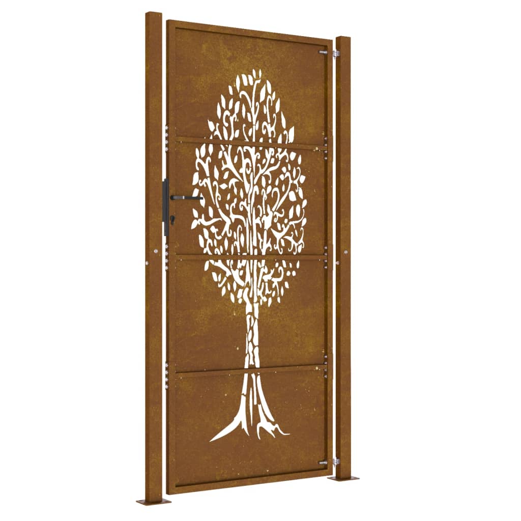 vidaXL Portail de jardin 105x205 cm acier corten conception de l'arbre
