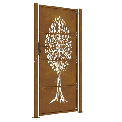vidaXL Portail de jardin 105x205 cm acier corten conception de l'arbre