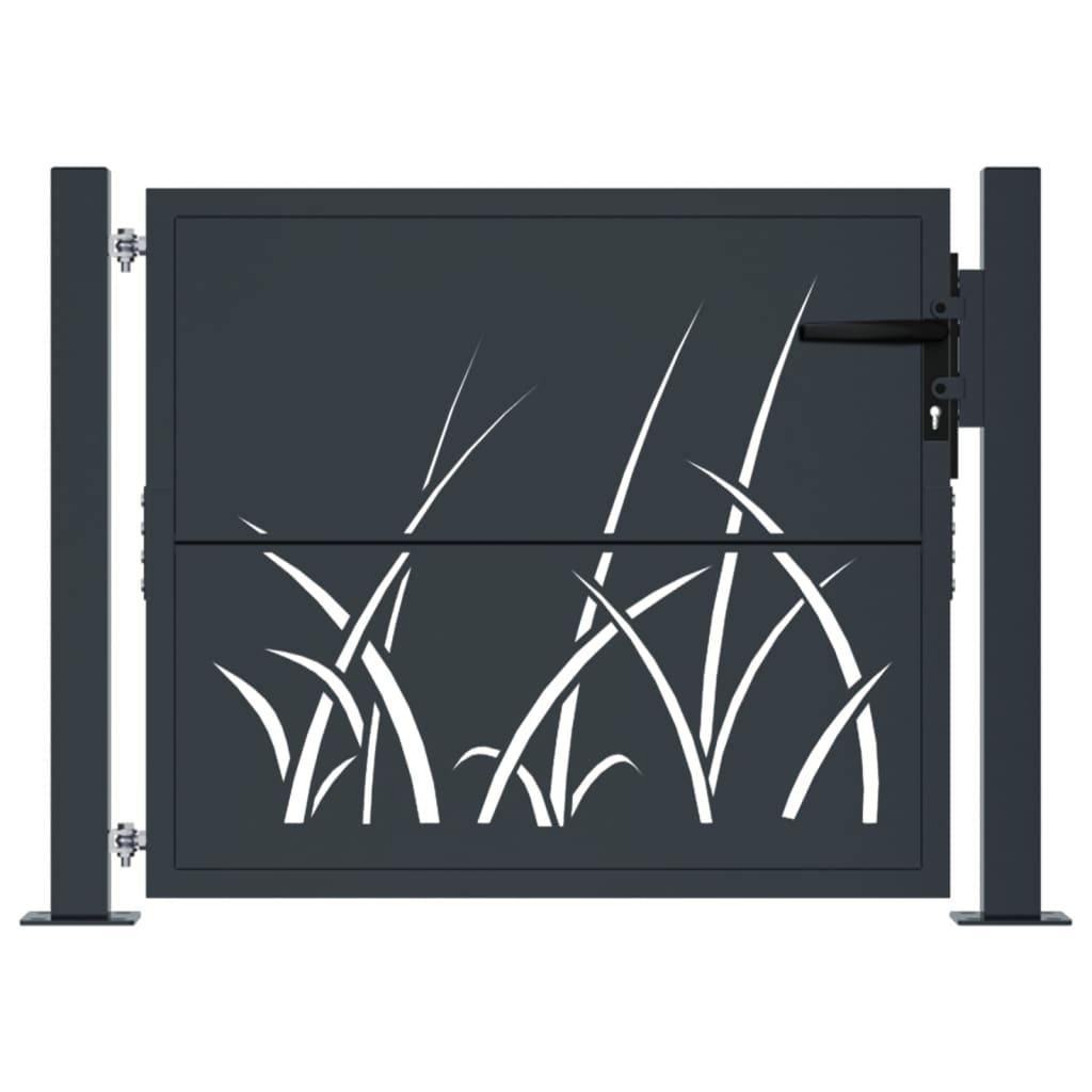 vidaXL Portail de jardin anthracite 105x80 cm acier conception d'herbe