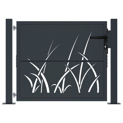 vidaXL Portail de jardin anthracite 105x80 cm acier conception d'herbe