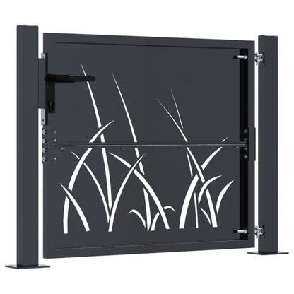 vidaXL Portail de jardin anthracite 105x80 cm acier conception d'herbe
