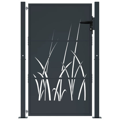 vidaXL Portail de jardin anthracite 105x155cm acier conception d'herbe