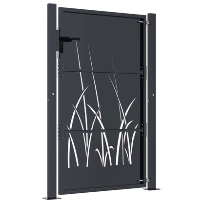 vidaXL Portail de jardin anthracite 105x155cm acier conception d'herbe