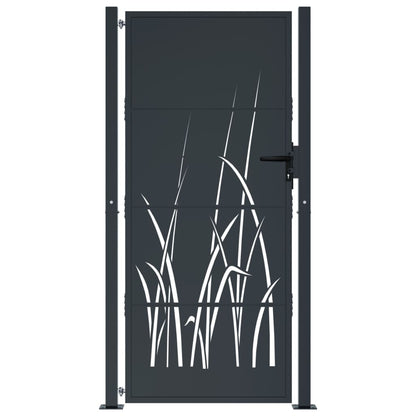 vidaXL Portail de jardin anthracite 105x180cm acier conception d'herbe