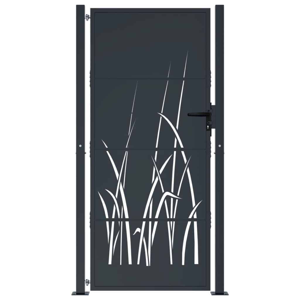 vidaXL Portail de jardin anthracite 105x205cm acier conception d'herbe