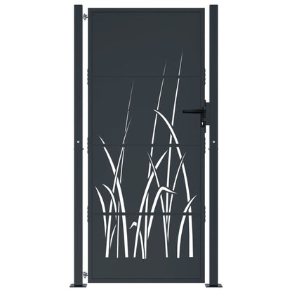 vidaXL Portail de jardin anthracite 105x205cm acier conception d'herbe