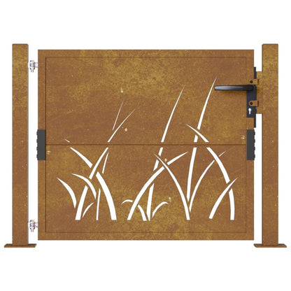 vidaXL Portail de jardin 105x80 cm acier corten conception d'herbe