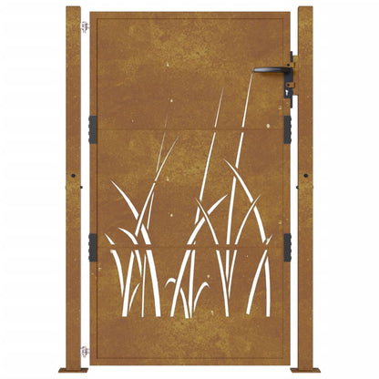 vidaXL Portail de jardin 105x130 cm acier corten conception d'herbe