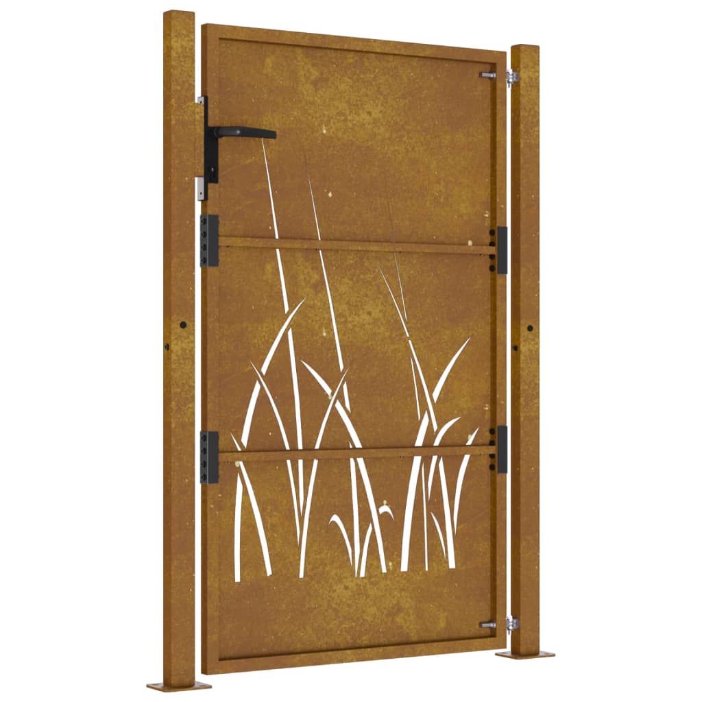 vidaXL Portail de jardin 105x130 cm acier corten conception d'herbe