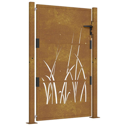 vidaXL Portail de jardin 105x155 cm acier corten conception d'herbe