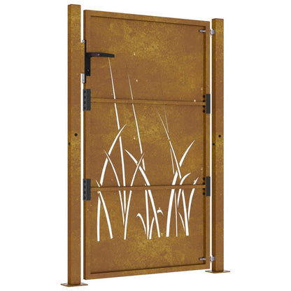 vidaXL Portail de jardin 105x155 cm acier corten conception d'herbe