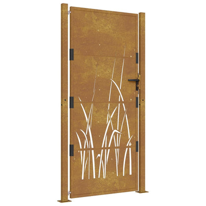 vidaXL Portail de jardin 105x180 cm acier corten conception d'herbe