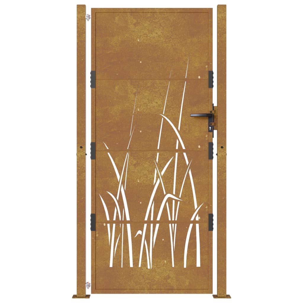 vidaXL Portail de jardin 105x205 cm acier corten conception d'herbe