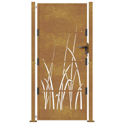 vidaXL Portail de jardin 105x205 cm acier corten conception d'herbe