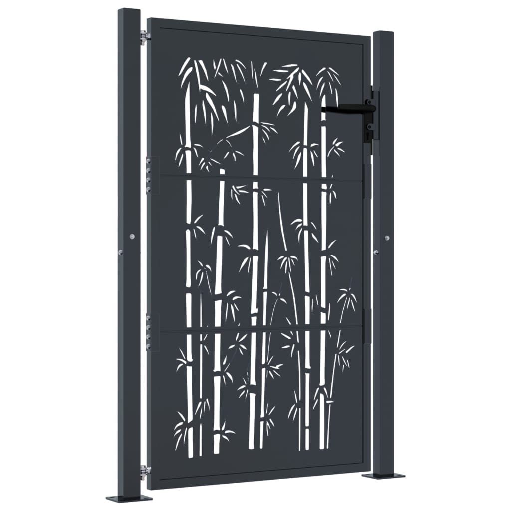 vidaXL Portail de jardin anthracite 105x155 cm acier design de bambou
