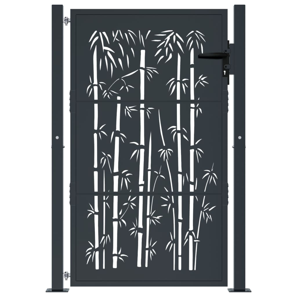 vidaXL Portail de jardin anthracite 105x155 cm acier design de bambou