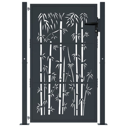 vidaXL Portail de jardin anthracite 105x155 cm acier design de bambou