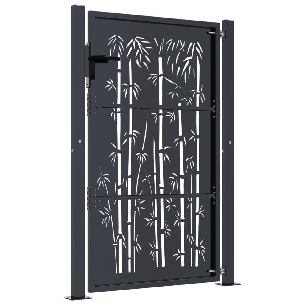 vidaXL Portail de jardin anthracite 105x155 cm acier design de bambou