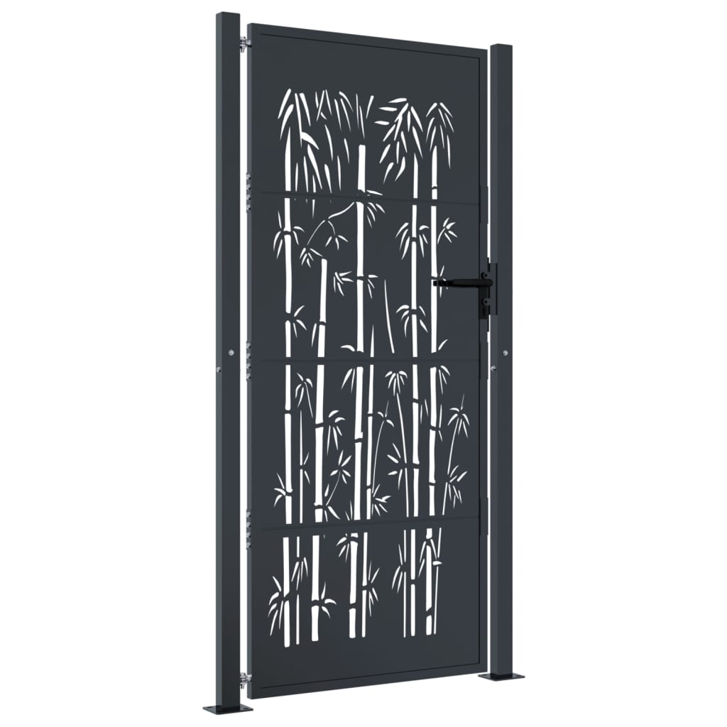 vidaXL Portail de jardin anthracite 105x180 cm acier design de bambou
