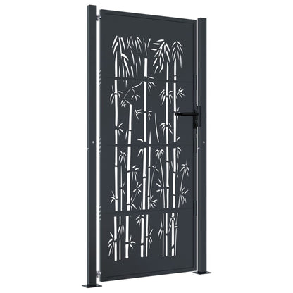 vidaXL Portail de jardin anthracite 105x180 cm acier design de bambou