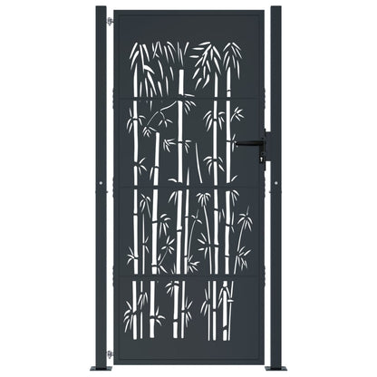 vidaXL Portail de jardin anthracite 105x180 cm acier design de bambou