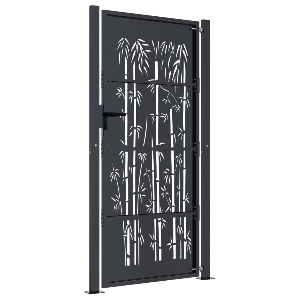 vidaXL Portail de jardin anthracite 105x180 cm acier design de bambou