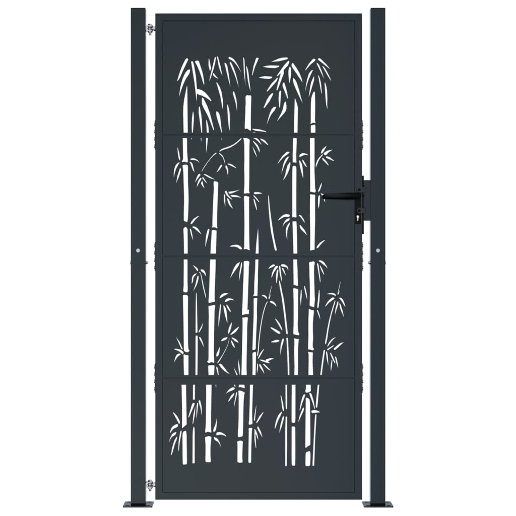 vidaXL Portail de jardin anthracite 105x205 cm acier design de bambou